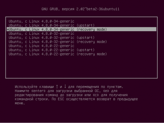 Загрузка ubuntu (linux) в безопасном режиме